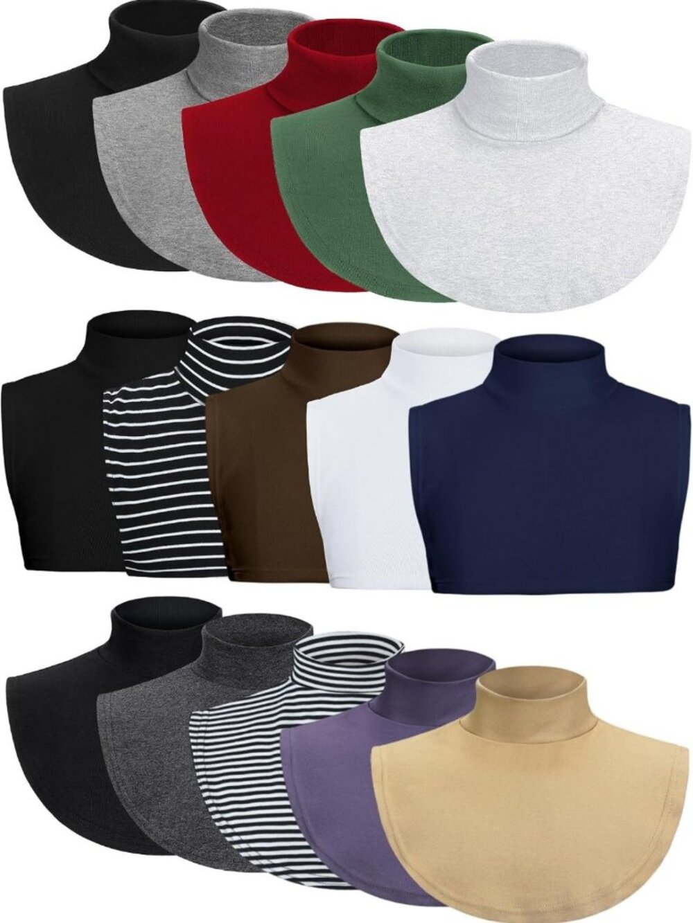 15 Pcs Women's Fake Turtleneck Dickey Collars for Layering Under Blouses